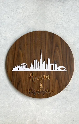 Dubai skyline wooden wall hanging