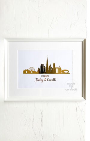 Gold foiled Dubai skyline frame