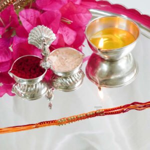 Golden beaded mauli Rakhi